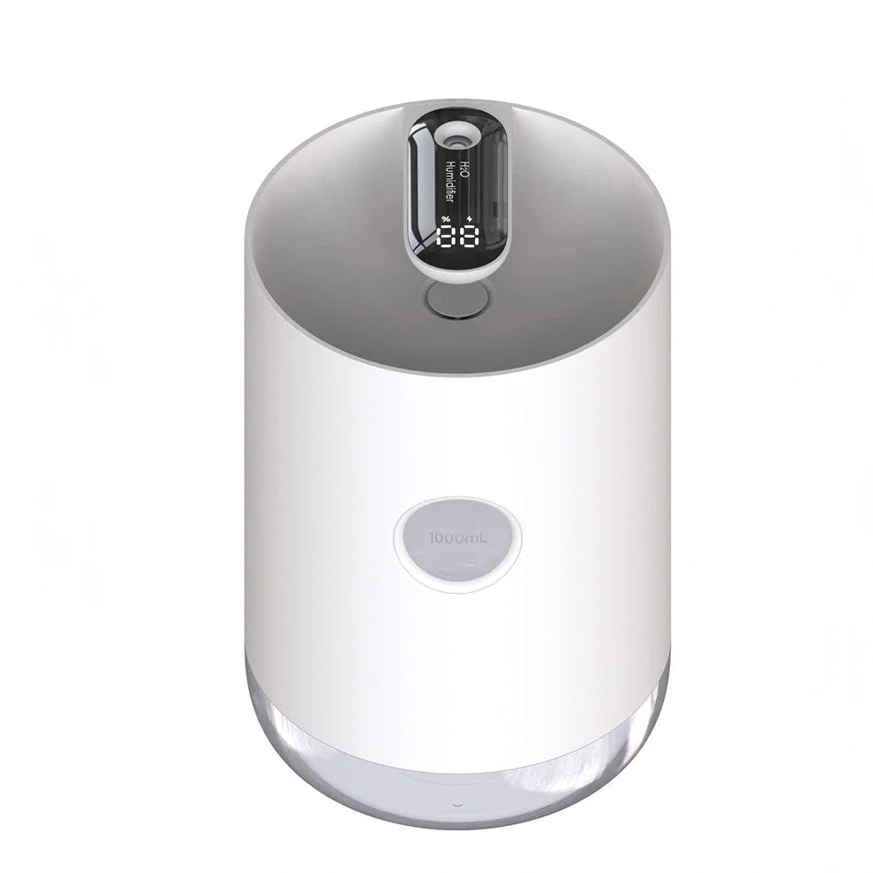 Wireless USB humidifier in blue, pink, or white colours with 1.0-2.5 litre water tank for rooms under 10 square metres