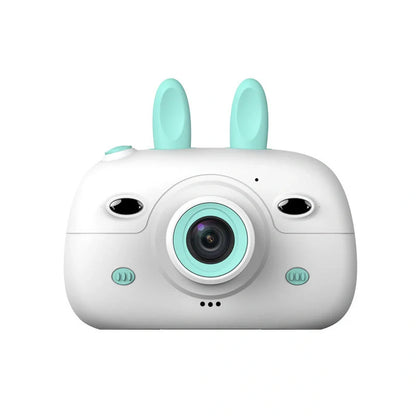 Cartoon rabbit video recorder with 1080P dual camera in pink and green options