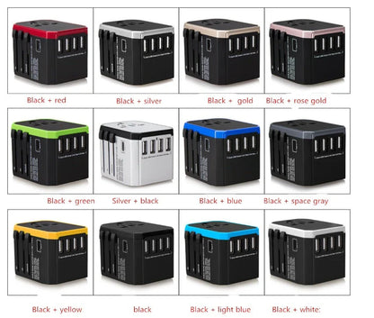 Universal USB Travel Adapter Charger with 4 USB Ports and 5600mAh Battery for Simultaneous Fast Charging in over 150 Countries