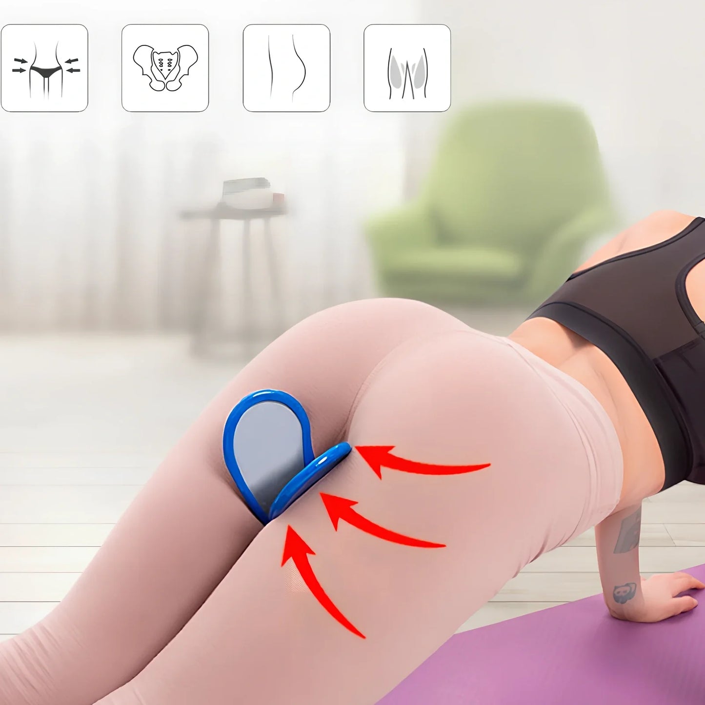 Steel-reinforced pelvic correction trainer in navy blue colour for hip line shaping and posture improvement