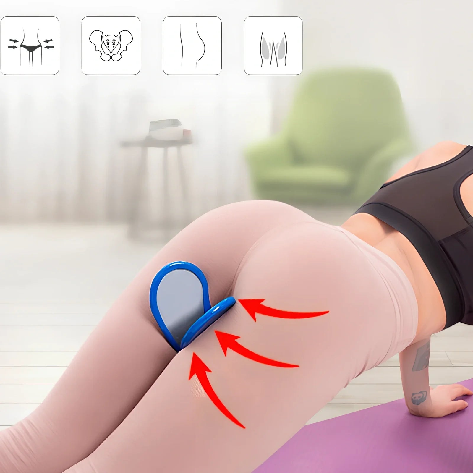 Steel-reinforced pelvic correction trainer in navy blue colour for hip line shaping and posture improvement