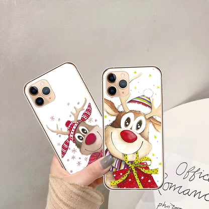 Christmas transparent phone case with festive design for iPhone models, available in eight styles.