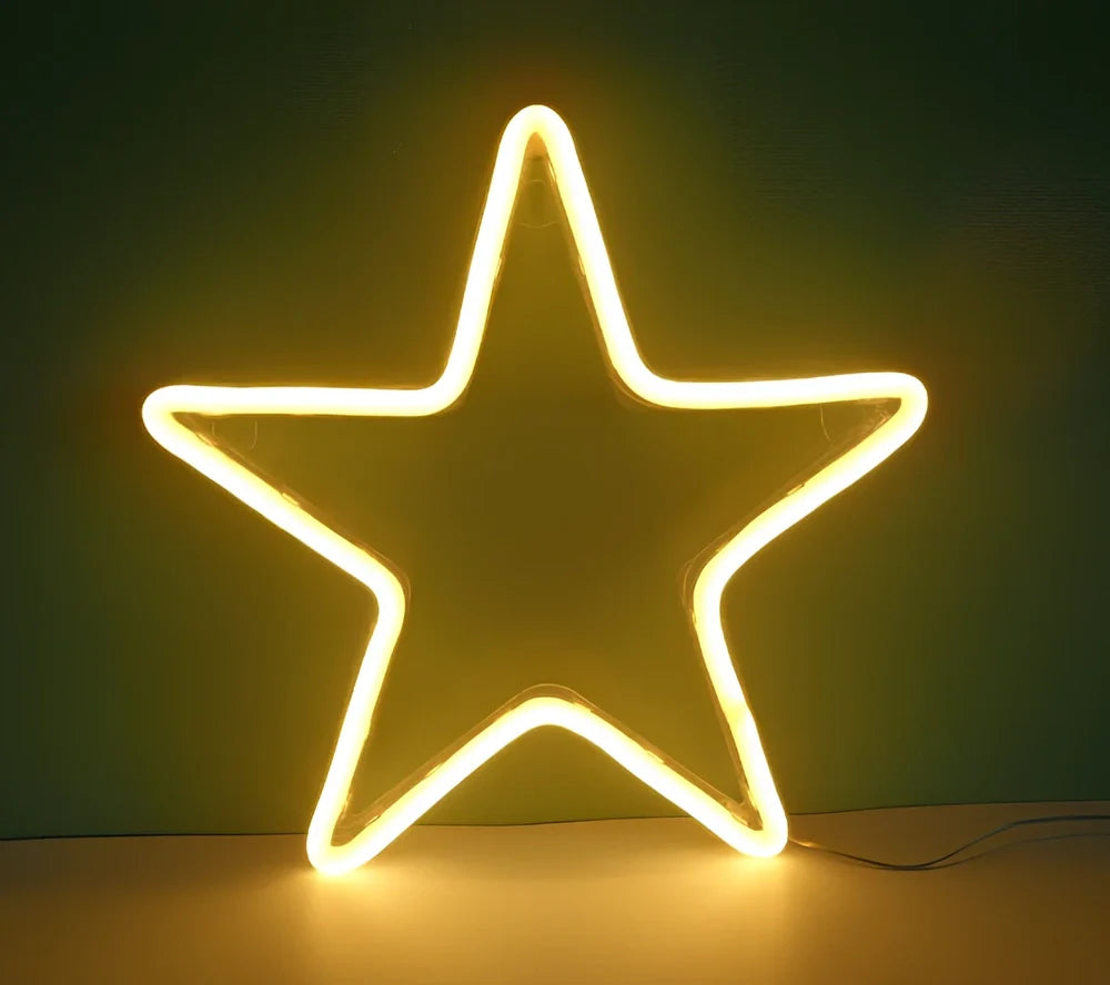 Hanging LED neon wall light in PVC, USB powered, sizes 100-600mm for home decor