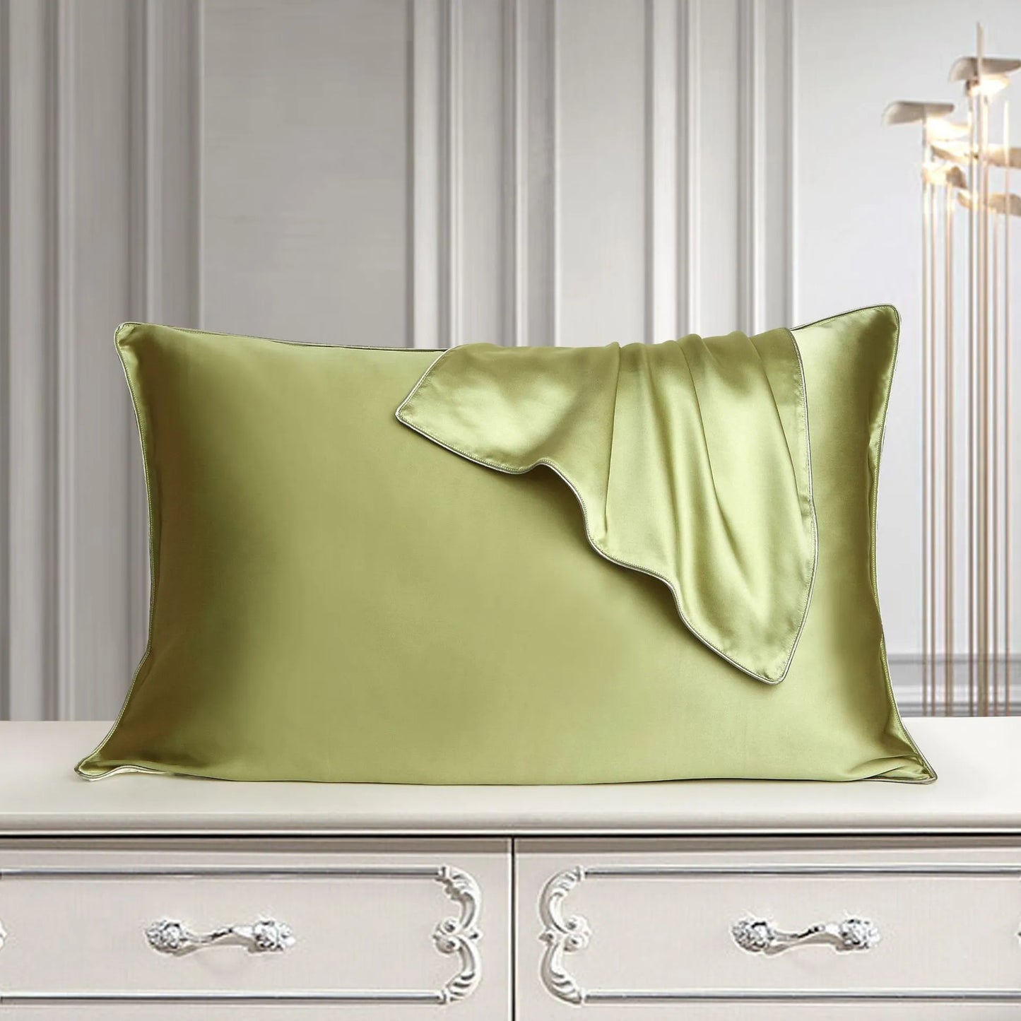 Mulberry silk pillowcase 48x74cm in palace luxury style with inlaid rope weave texture.
