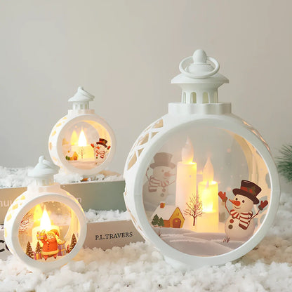 Christmas candle light decoration with retro window design measuring 15cm height