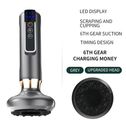 Green electric vacuum cupping massager device with USB charging cable