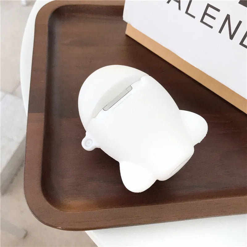 Cartoon airplane design silicone flip case for AirPods 1st and 2nd generation with hook attachment