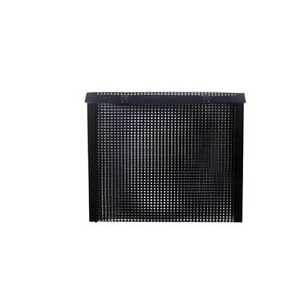 Black grill mesh bag with non-stick grid mat on barbecue, showing smoke circulation through mesh design