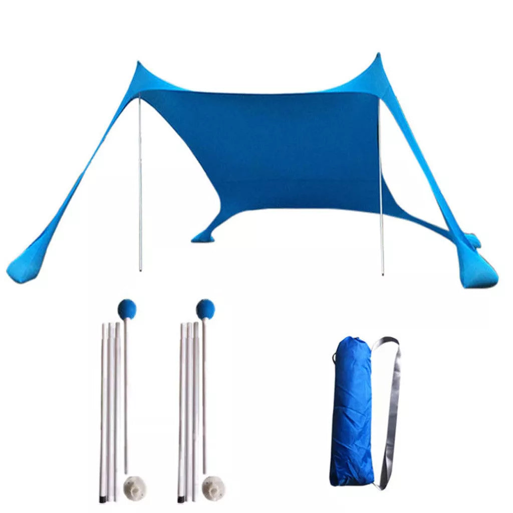 Beach sun shade arbor with iron struts, perfect for outdoor activities