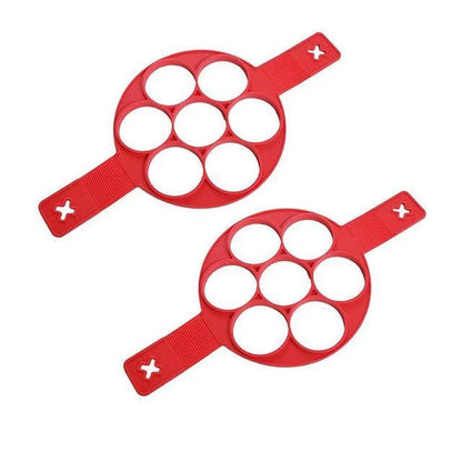 Silicone non-stick egg pancake maker rings in red, perfect for breakfast preparation