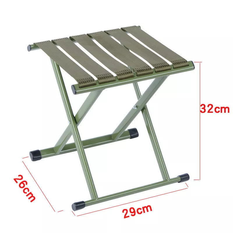 Folding portable outdoor chair with iron frame in beige, green, or silver