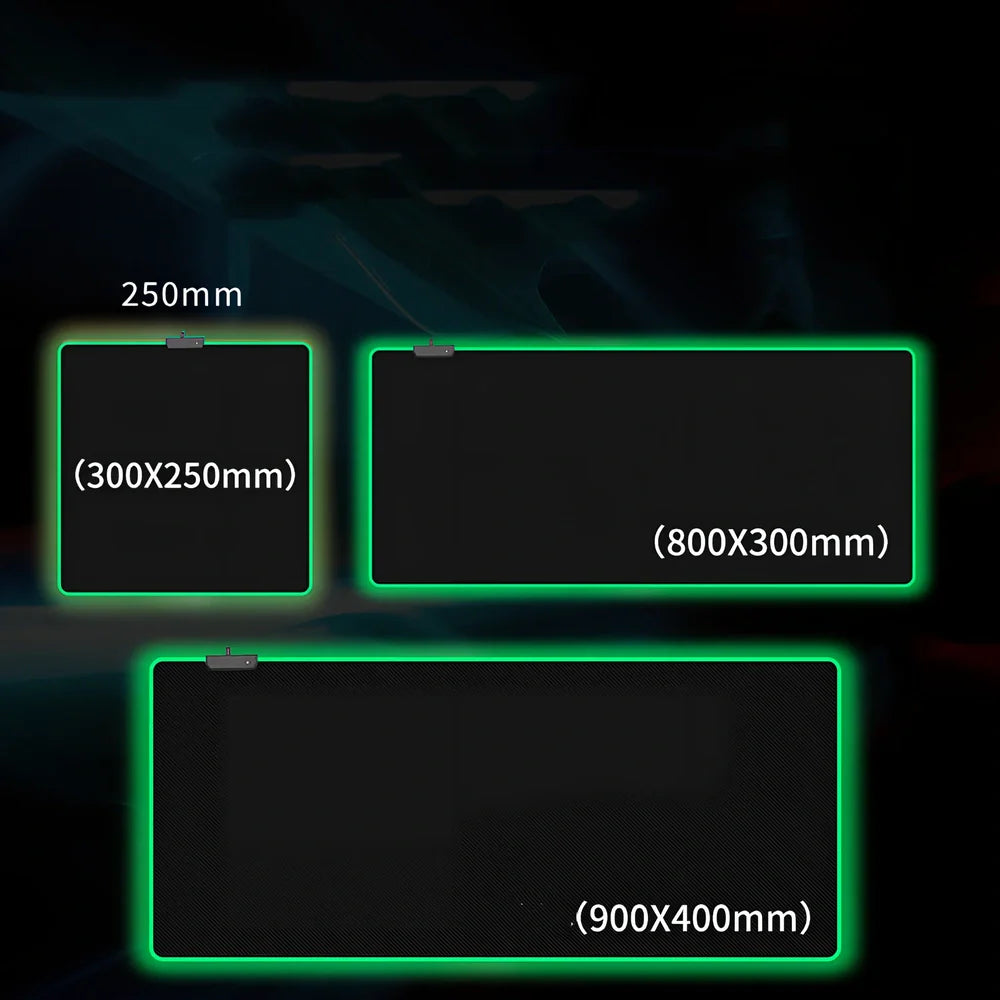 Oversized RGB luminous gaming mouse pad in 900x400mm size with starry sky lighting and 4.0mm rubber thickness