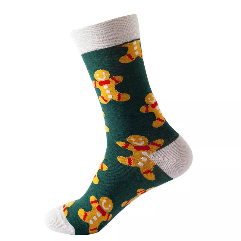 Christmas Tree Snow Elk Gift Cotton Happy Socks with antibacterial feature