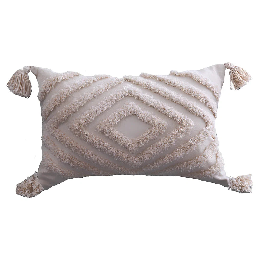 Moroccan geometric pattern cotton cushion cover showing envelope closure and 45x45cm dimensions