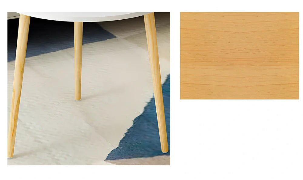 Solid wood round coffee table with 35cm diameter and 42cm height in white finish