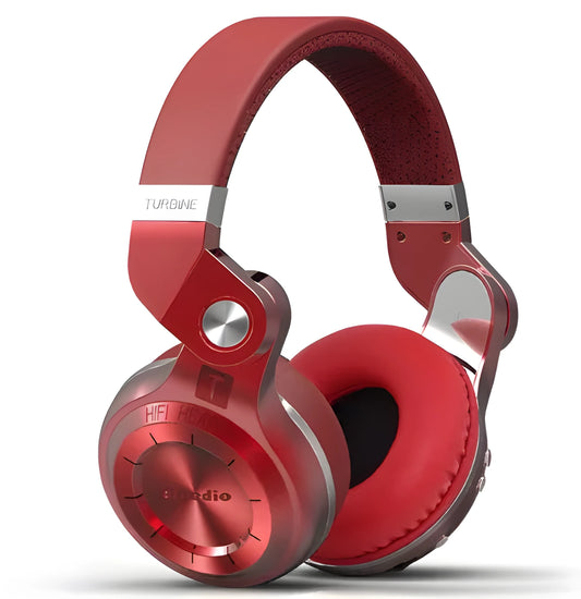 Bluedio T2+ Bluetooth on-ear headphones in black, white, red, or blue colour options.