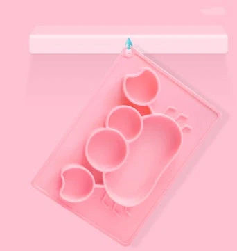 Green silicone baby bowl with suction base and crab cartoon design, 28cm diameter