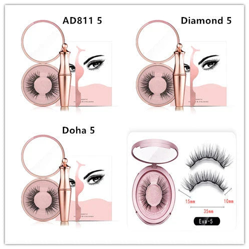 Magnetic Liquid Eyeliner and False Lashes Set - Easy Application, No Glue Needed
