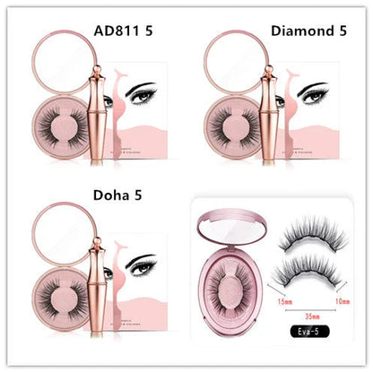 Magnetic Liquid Eyeliner and False Lashes Set - Easy Application, No Glue Needed