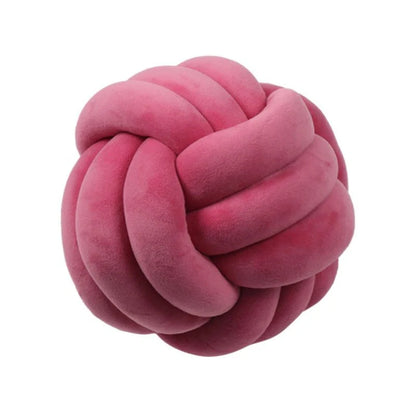 Knotted Plush Ball Design Round Throw Pillow in various colors and sizes