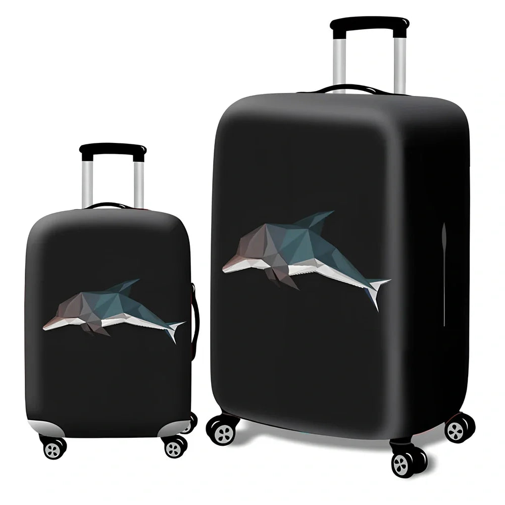 Elastic trolley case cover protecting luggage with polyester fabric, available in multiple sizes and patterns