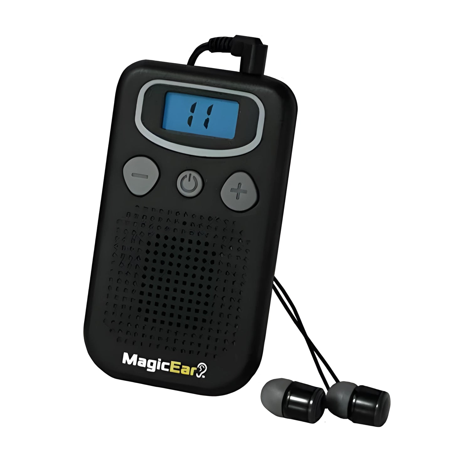 Brilliant coloured digital hearing aid amplifier with handheld FM radio-style design