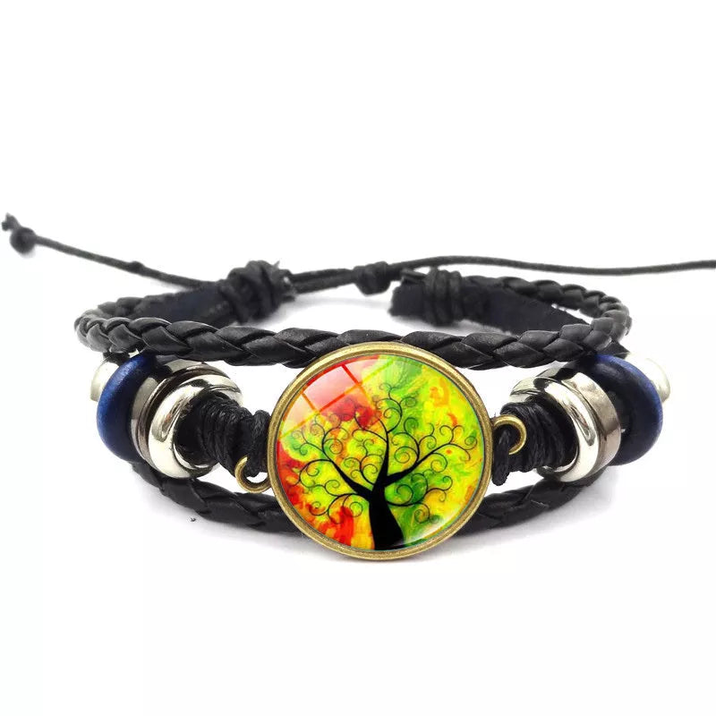 Handmade Tree of Life Bracelet with multilayer braided design in black