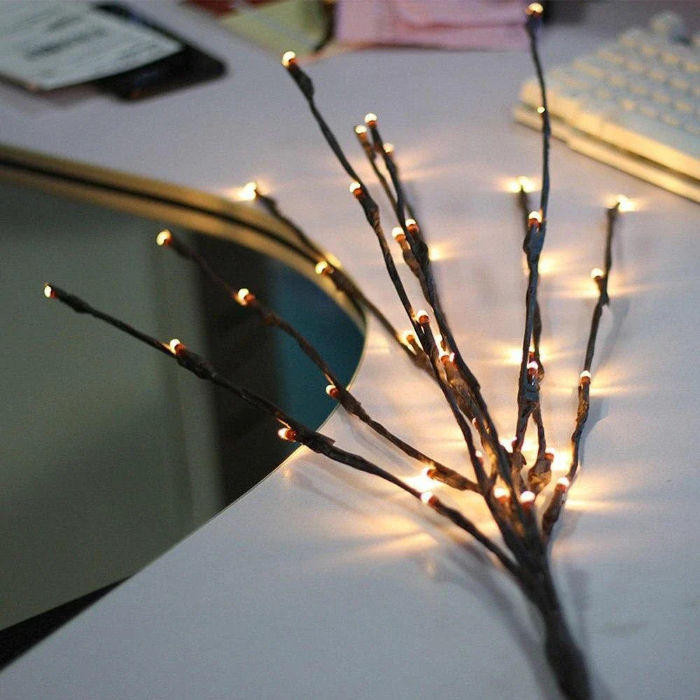 Elegant Twig Lights with 20 LED bulbs, perfect for decorating any space with a warm, enchanting ambiance