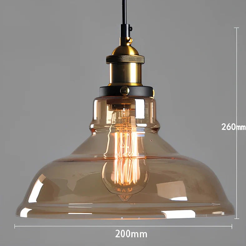 Nordic retro glass chandelier with fishing line design and LED lighting in amber, soot, or transparent finish