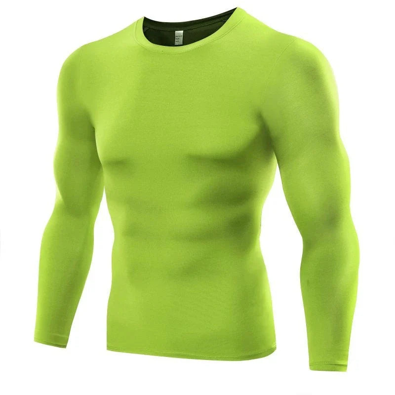 Premium long sleeve compression muscle tee for men, available in multiple colors and sizes