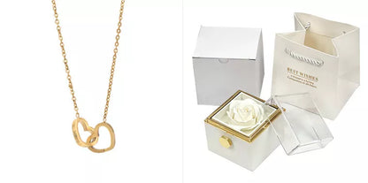 Rotating soap flower rose gift box with jewelry drawer in red, blue, lake blue, or pink
