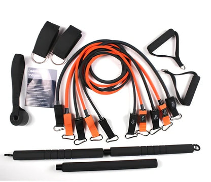 Bodhi Stick Set with latex tension bands, tension bars, and storage bag for resistance training