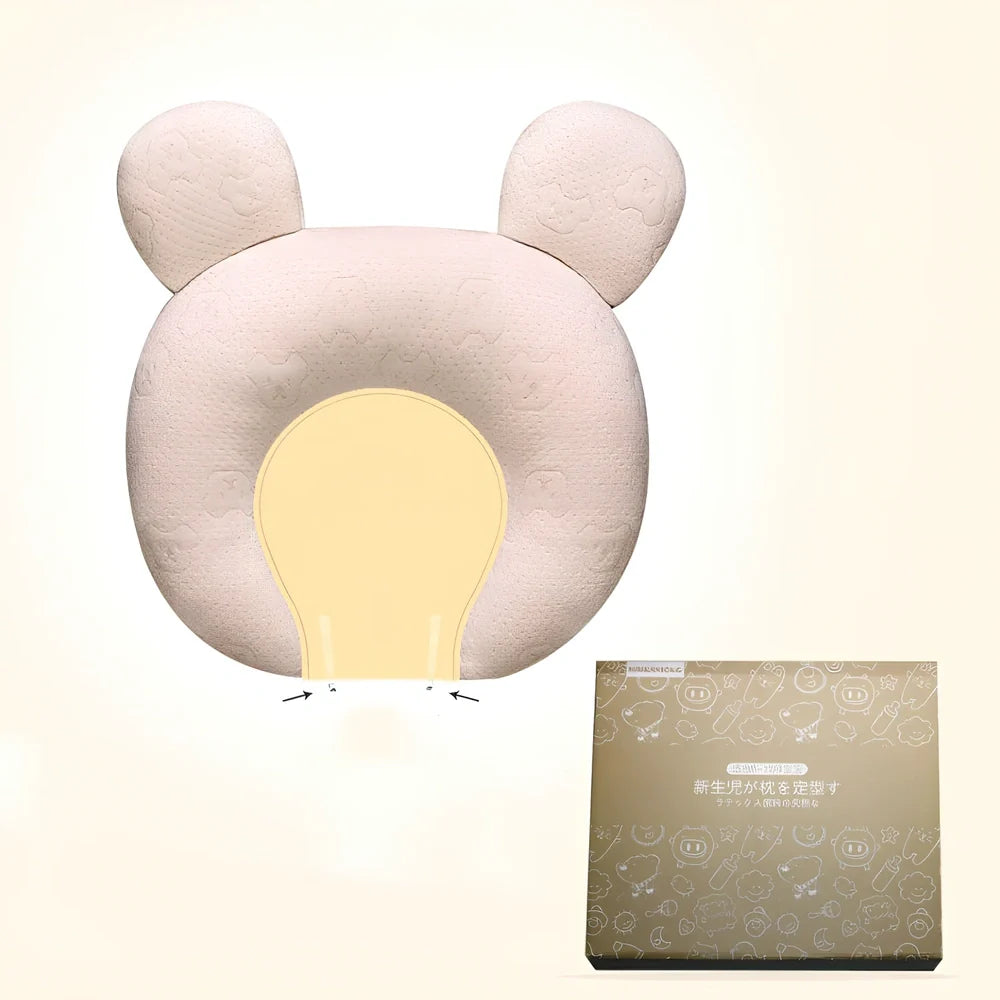 White baby pillow with latex core measuring 30x40cm for infant head support