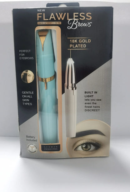 Mini electric eyebrow trimmer with LED light and gold plated head