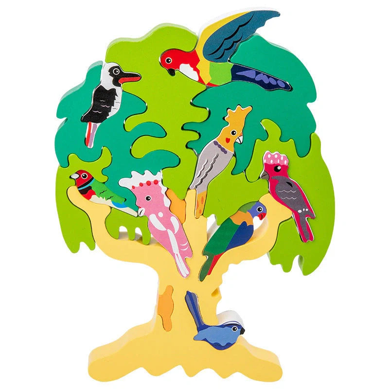 Wooden Bird Tree Three-dimensional Jigsaw Puzzle for children aged 4-6, educational toy