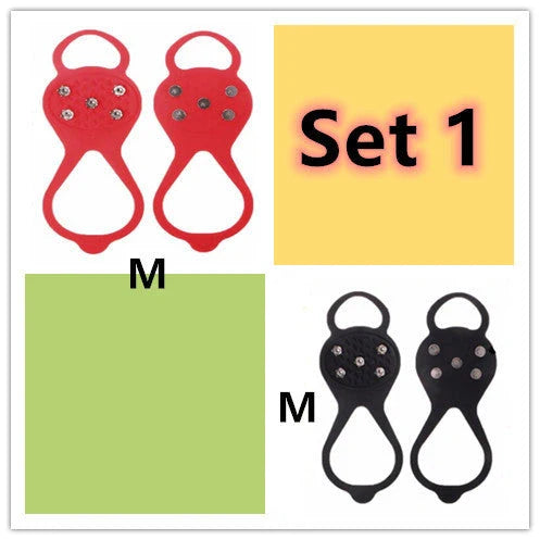 Silicone Non-Slip Shoe Grips for ice and snow safety in multiple colors