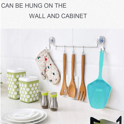 Large black nylon strainer scoop colander for kitchen use draining food.