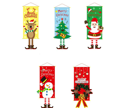 115x40cm Christmas cloth poster showing Santa Claus design in red for window decoration