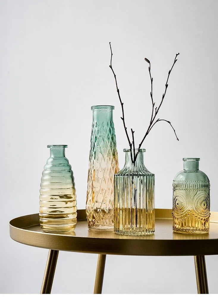 Electroplated colourful glass vase with thicker bottom in multiple sizes from 13cm to 22cm height