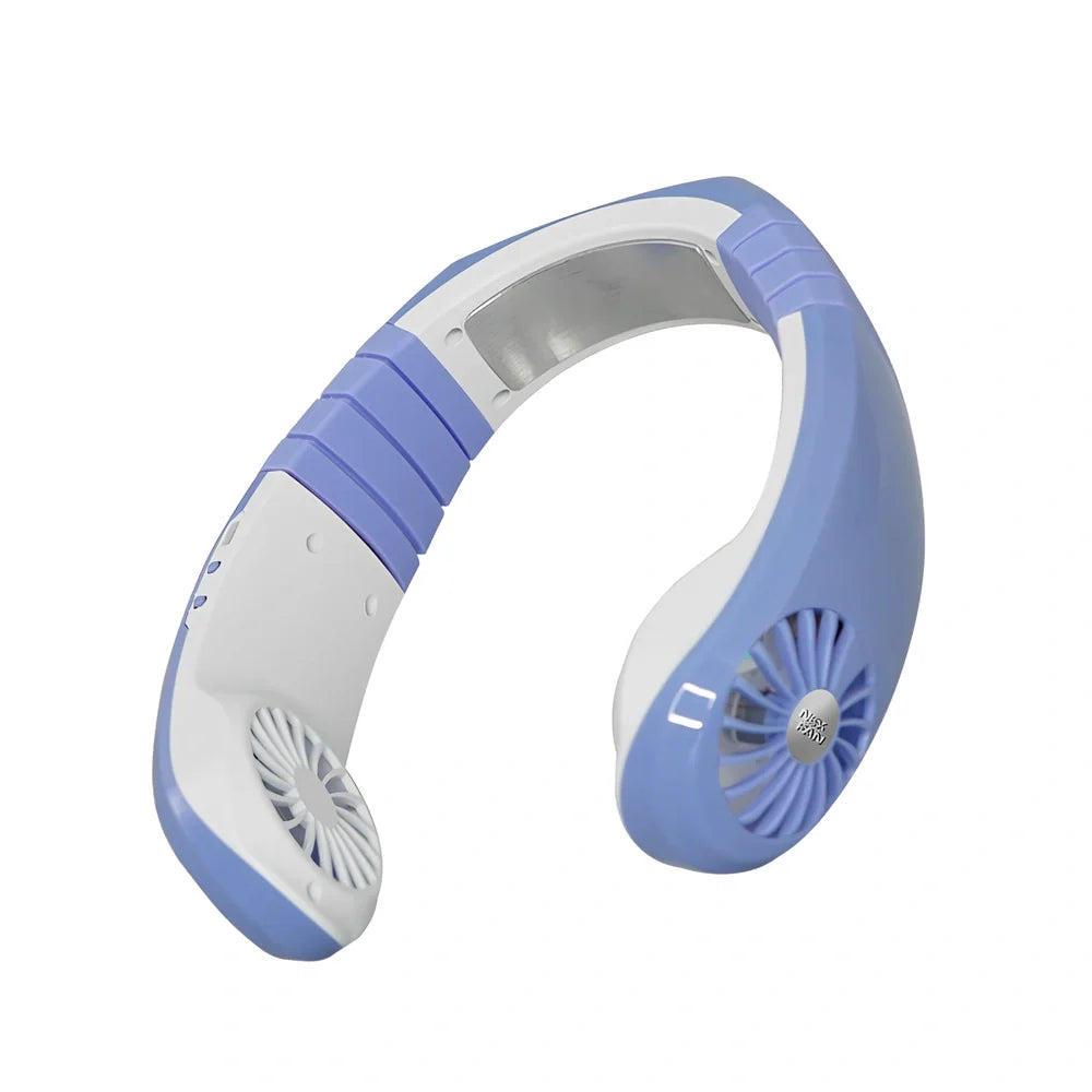 NEXFAN neck fan with dual batteries and cooling wafers measuring 18.2x20x6cm