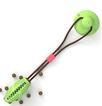 Blue suction cup pet toy with 28.5-inch length and 3.15-inch ball for dogs and cats