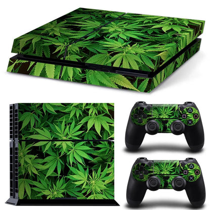 PS4 game console protective film on a black background showing thin 0.001mm PVC material and style options