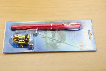 Telescopic drum pen rod fishing gear set for ice fishing in yellow color