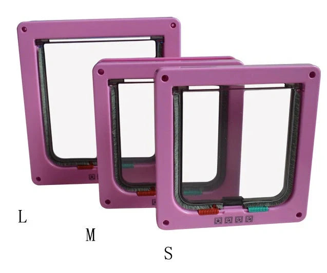 4-Way Lockable Pet Door Security Flap with ABS Plastic Construction in various colors and sizes