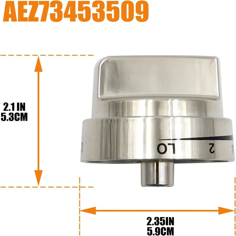 Oven stove knob assembly replacement part silver metal 5.3cm diameter universal fit accessory for cooker range control dial spare