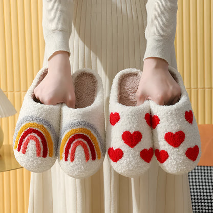 Cotton indoor slippers with suede upper, TPR sole, and thickened design, available in various colours and sizes.