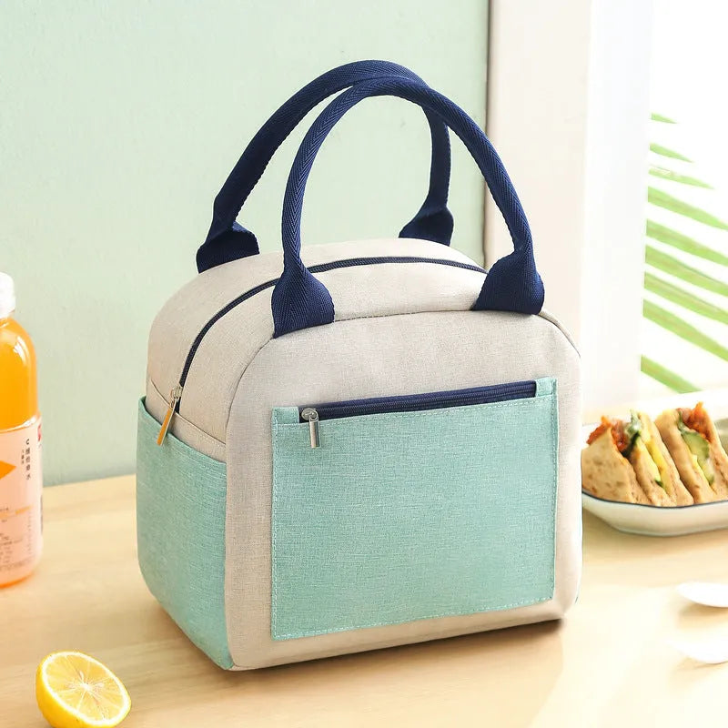 Aluminium foil thickening waterproof lunch insulation bag in blue colour with modern simple design