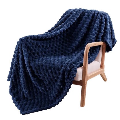 Children's soft plaid blanket in polyester fabric showing colour and size options