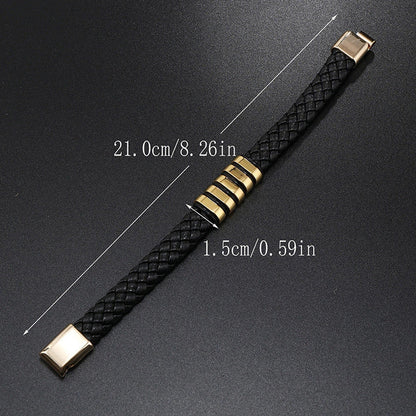 Stylish multi-layer leather woven bracelet in black, gold, white, and black & golden colors