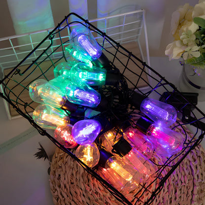 Solar water drop bulb lantern with LED lights in garden setting showing weather-resistant construction